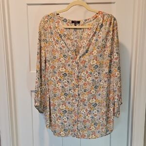 NYDJ Pintuck Blouse Floral Print 1X